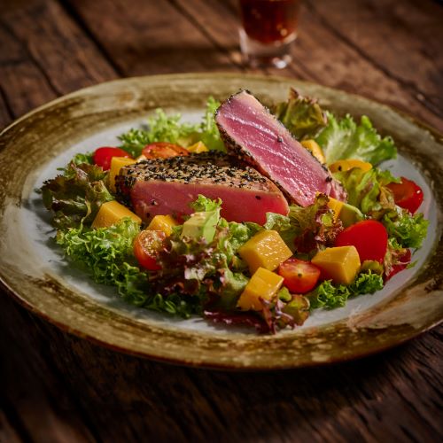 Tuna Steak Served With Mango Salad